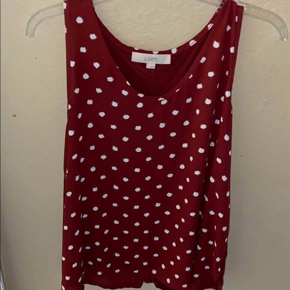 Loft maroon polka dot blouse - Picture 1 of 3